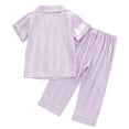 thumbnail image 4 of Kids Satin Pajamas Kids Girls Boys Striped Summer Loungewear Button Down Shorts Set Silk Pajamas Outfits Girls Pjs Size 5T, 4 of 5