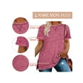 thumbnail image 5 of LANREMON Plus Size Women Tunic Short Sleeve Solid Blouse Loose Fit Summer Crewneck Chic Tops Side Slit Cute Pink Blouse for Women 26 Plus, 5 of 5