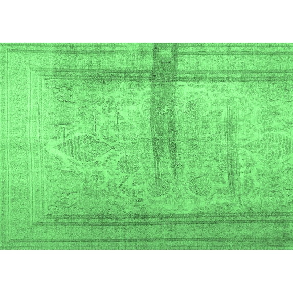 Ahgly Company Indoor Rectangle Abstract Emerald Green Contemporary Area Rugs, 5' x 7'