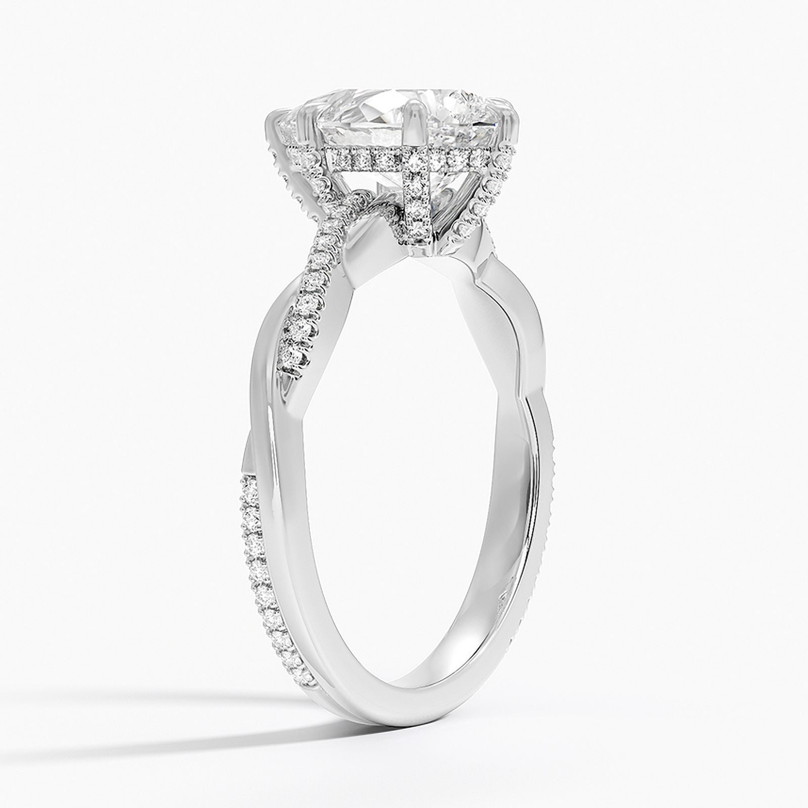Zoya Jewel Pear Cut 2.50 Ct VVS1/D Lab Created Diamond Ring - 14K White Gold Plated Engagement Ring - Twisted Solitaire with Accents - Anniversary Gift Jewelry for Women