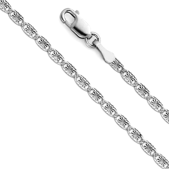 14k White Gold 1.7mm Star/edge Sparkle-Cut Necklace 20 Inch Pendant Necklace for Women - 2.5 Grams