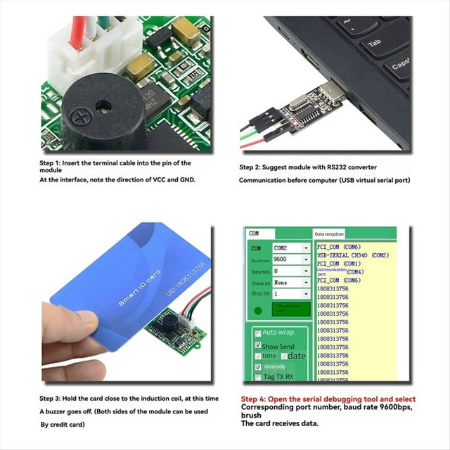 RS232 RFID Reader Module IC Card Reader 13.56Mhz Contactless Smart Card Reader 14443A Protocol Support Window System,1 x Contactless 14443A protocol IC card issuer,Green