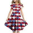 thumbnail image 2 of Delliss Girl's Casual Dress Summer Crew Neck Flying Sleeve Print Sundress for Kids 6-15 Years, 2 of 7