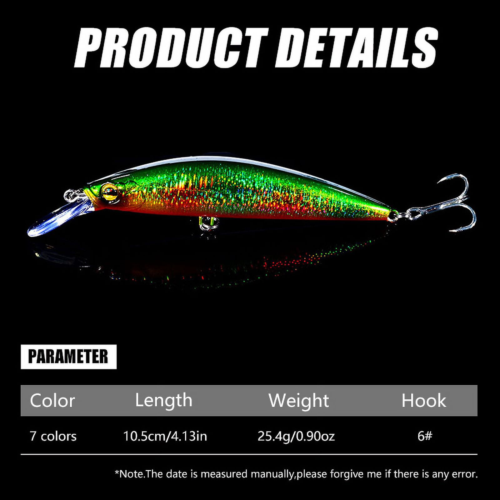 HENGJIA Fishing Lures Large Hard Bait Minnow VIB Lure with Treble Hook Life-Like Swimbait Fishing Bait Popper Crankbait Sinking Lure for Trout Bass Walleye Redfish, 7PCS