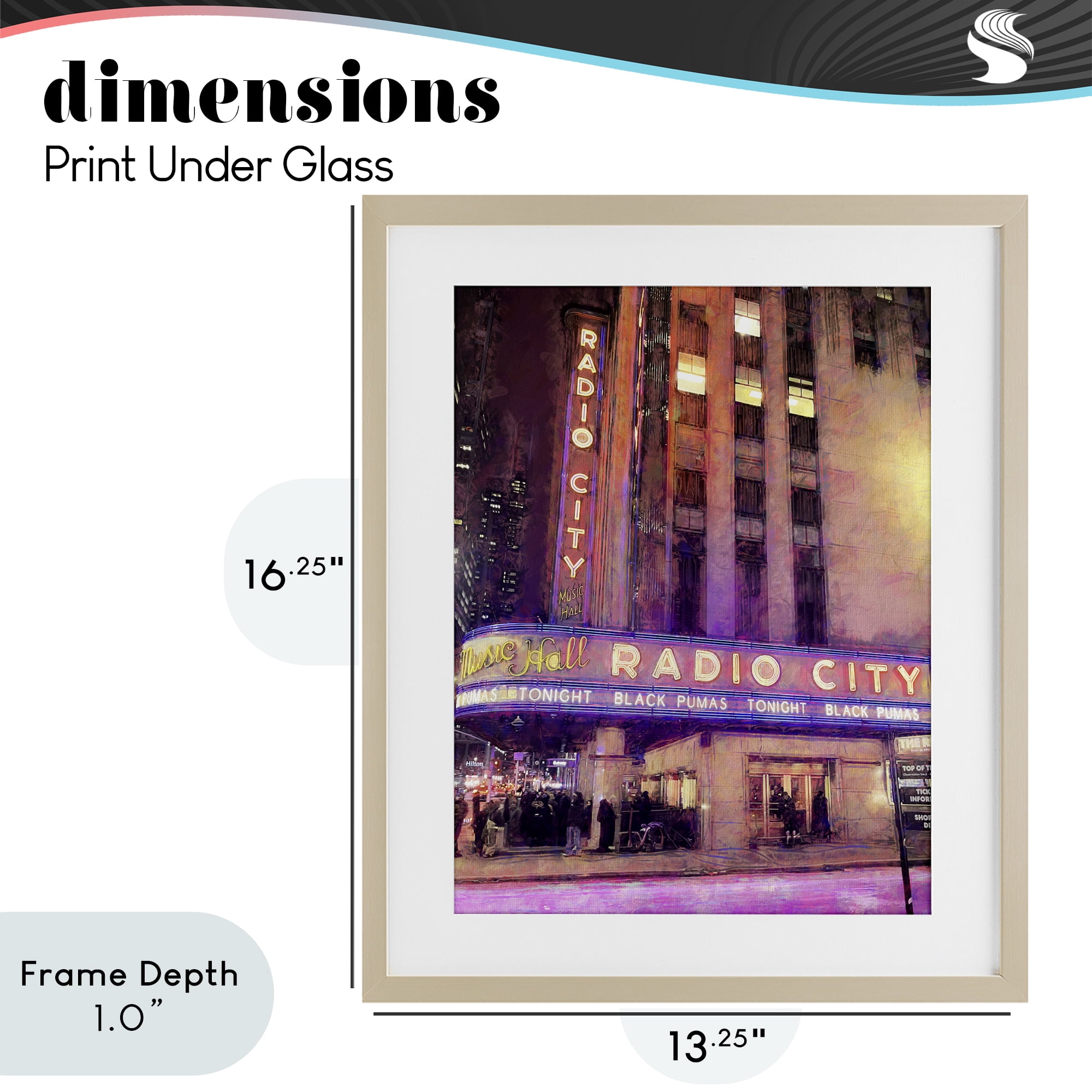 Stupell Industries Radio City Music Hall Birch Framed Print Under Glass, design by Grotto Studios