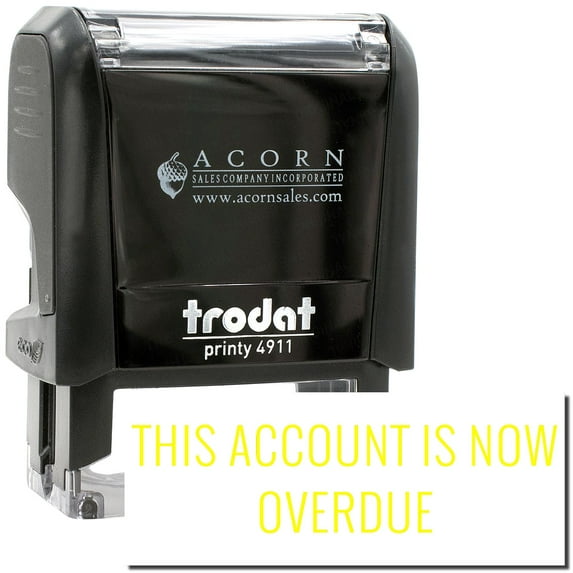 Self-Inking This Account is Now Overdue Stamp, Trodat Printy 4911, Press and Print Stamping, Impression Size 5/8" x 1-1/2", Up to 10,000 Impressions - Yellow Ink