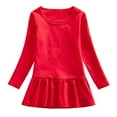 thumbnail image 1 of 2025 Robe en Coton pour Filles Tout-Petits Manches Longues Couleur Unie Col Rond Robe Décontractée Ample Confortable Rouge, 1 of 3