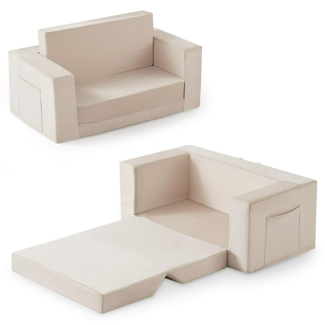 Sofá Infantil Zorvoxz 2 en 1 Sillón para Niños de 1 a 3 Años con Suave Forro de Felpa