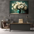 thumbnail image 5 of Mudket White Peony Flower Canvas Wall Art, Teal Vase Floral Wall Decor, Framed Vintage Botanical Artwork for Living Room Bedroom Kitchen, Ready to Hang Farmhouse Floral Print - 12"L x 8"W, 5 of 10