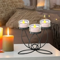 Hmgxay Iron Candle Holder, Elegant Three-Headed Iron Candelabrum for Candlelight Dinners, Decorative Candle Stand with Glass Cup Holders, Romantic Home Decor Candle Centerpiece(Black)