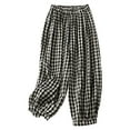 thumbnail image 2 of Women's Soft Cotton Linen Blend Straight Leg Wide Leg Pants, Mid Elastic Waist Tummy Control Paper Bag Style, Breathable Summer Casual Tapered Trousers, Office Daily | TruBelle,Black L, 2 of 6