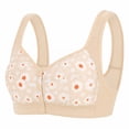 thumbnail image 3 of iHPH7 Front Closure Bras for Older Women No Underwire Wireless Bras Comfortable Bra Bras for Seniors Front Button Daisy Bras for Older Women Everyday Sleep Bras Soft Beige 36, 3 of 3