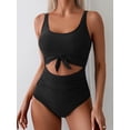thumbnail image 2 of SOMER Women’s One Piece Swimsuit Tummy Control Cutout Tie Knot Swimwear High Waisted Bathing Suit Black L, 2 of 5