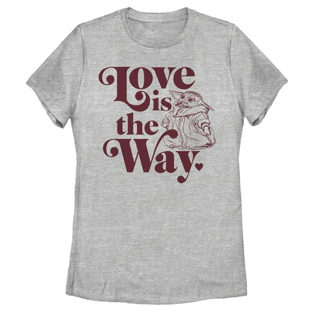 Women's Star Wars The Mandalorian Valentine's Day The Child Love is the Way  Graphic Tee Athletic Heather Medium