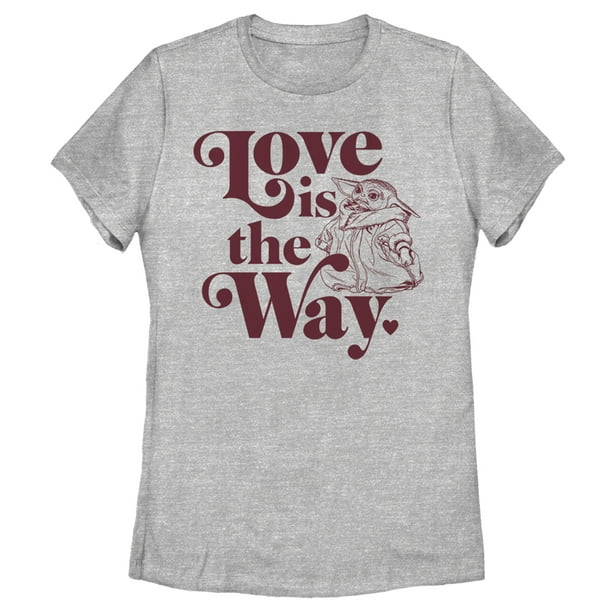 Women's Star Wars The Mandalorian Valentine's Day The Child Love is the Way Graphic Tee Athletic Heather Medium