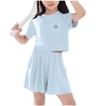 thumbnail image 1 of Odeerbi Niñas de Hielo Seda Seca Rápida Conjuntos Atléticos de Manga Corta Superior Skort Conjunto Ropa Deportiva Transpirable Para 5-15 Años, 1 of 5