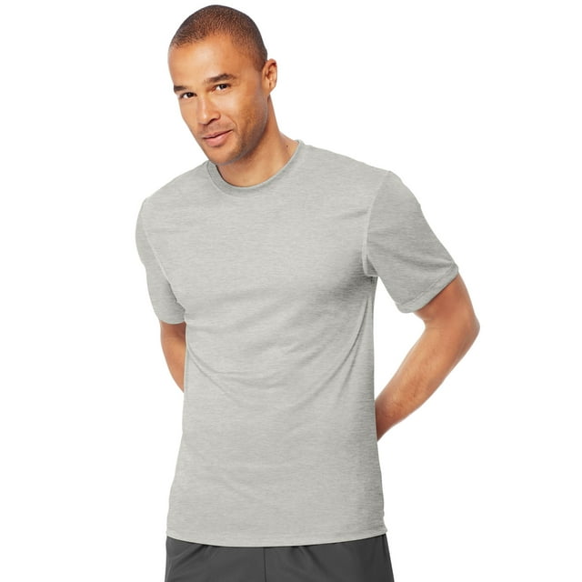 Hanes Cool DRI TAGLESS Men`s T-Shirt, S, Oxford Gray