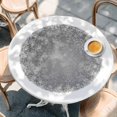 thumbnail image 2 of Grey Christmas Snowflake Round Tablecloth, Fitted Table Cover with Elastic for 36"-44" Round Tables, Xmas Winter Modern Textured Table Cloth Outdoor Indoor Dinning Party Waterproof Tablecloths, 2 of 7