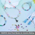 thumbnail image 3 of Kit de 1960 piezas de cuentas sueltas con agujeros, 28 cuentas de perlas de vidrio de colores para pulseras, cuentas de perlas de imitación redondas, cuentas de perlas perfectas para bricolaje, 3 of 4