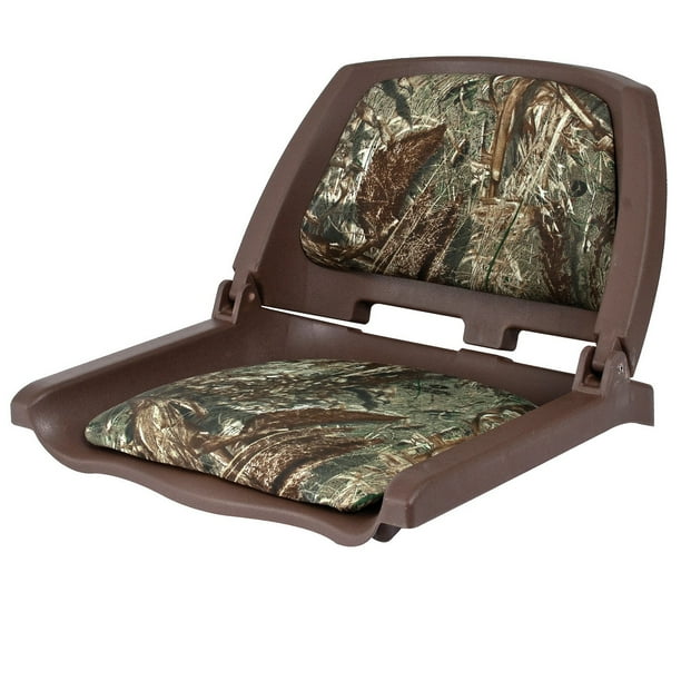 Shoreline Marine Mossy Oak Camo Boat Seat, Foldable Brown