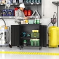 thumbnail image 4 of IKIMI 34.65"H Metal Storage Cabinet with Wheels, Rolling Garage Tool Cabinet with Lockable Doors and Adjustable Shelves, Heavy Duty Steel Organizer for Office & Warehouse, Black, 4 of 9