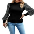 thumbnail image 4 of Ladies‘ Knitted Tops  Turtleneck Sequined Long Sleeve T-shirts for Fall, 4 of 7