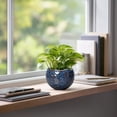thumbnail image 4 of Ordivic 4 inch Reactive Glaze Blue Ceramic Plant Pot with Drainage Hole & Plug, Small Decorative Indoor Planter for Pothos Peperomia Cactus Houseplant, Desktop Home Office Decor, 4 of 7