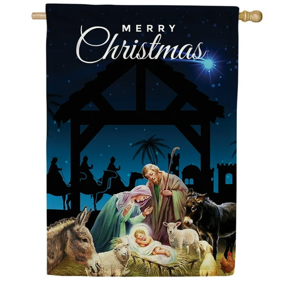 America Forever Glory Newborn King Nativity House Flag, 28 x 40 inch Double Sided, Merry Christmas Holy Scene, Religious Banner, Outdoor Yard Decor, Christian Holiday Xmas