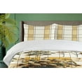thumbnail image 2 of Ambesonne Floral Duvet Cover Set, Floral Design Grid Stripes, King, Earth Yellow Ivory, 2 of 4