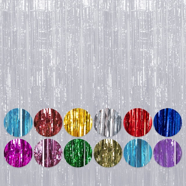 Youkk Glittering Backdrops Shimmer Metallic Streamers For Mesmerizing Decor Premium Easy To Assemble Silvery 8.2ft,1pc 2Set