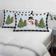 thumbnail image 3 of Christmas Snowman Pillow Covers, Linen Long Throw Pillow Case, Winter Cardinal Xmas Tree Black Plaid Holiday Pillow Protector Decorative Cushion Cover for Living Room/Bedroom 20" x 30", 3 of 8