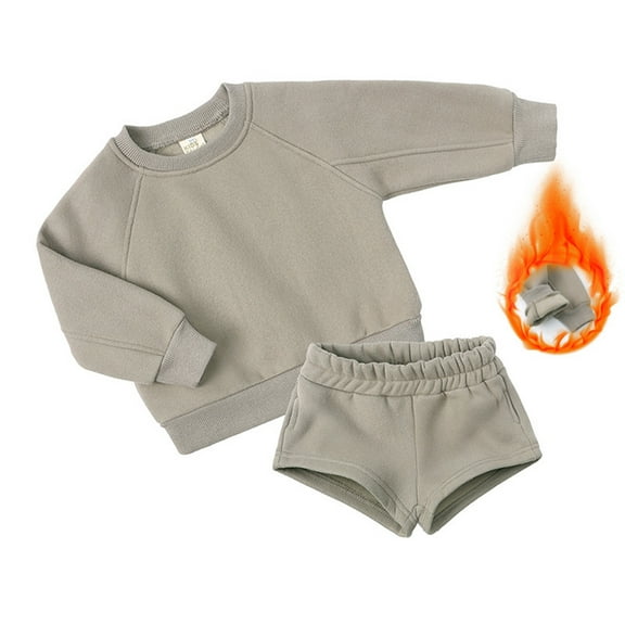 Esaierr 1-14 Years Boys Girls Sweatshirt Pullover Set for Toddler Kids,Fleece Pullover Tops Sports Short Pant 2 Piece,Jogger Tracksuit Outfit