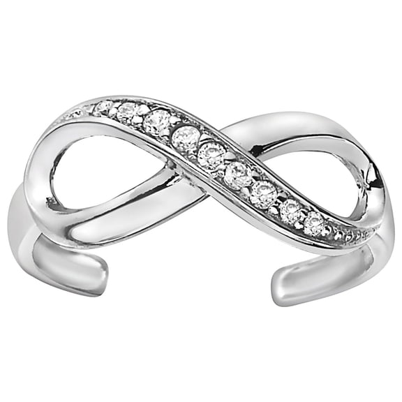 Sterling Silver Cubic Zirconia Infinity Toe Ring Body Jewelry Adjustable