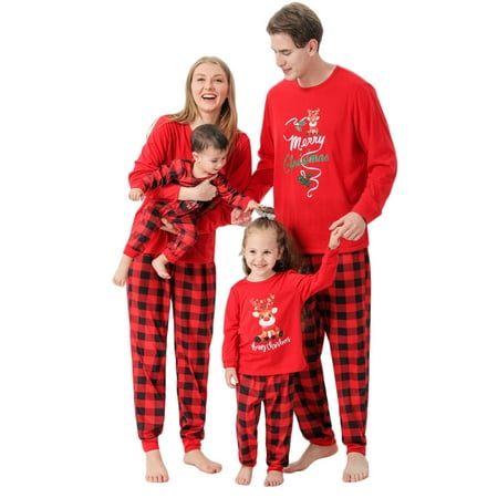 

JBEELATE Family Christmas Pjs Matching Sets Baby Christmas Matching Jammies for Adults and Kids Holiday Xmas Sleepwear Set