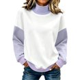 thumbnail image 2 of Women's Oversized Sweatshirts Color Block Turtleneck Pullover Tops Long Sleeve Loose Fall Fashion Outfits, 2 of 8