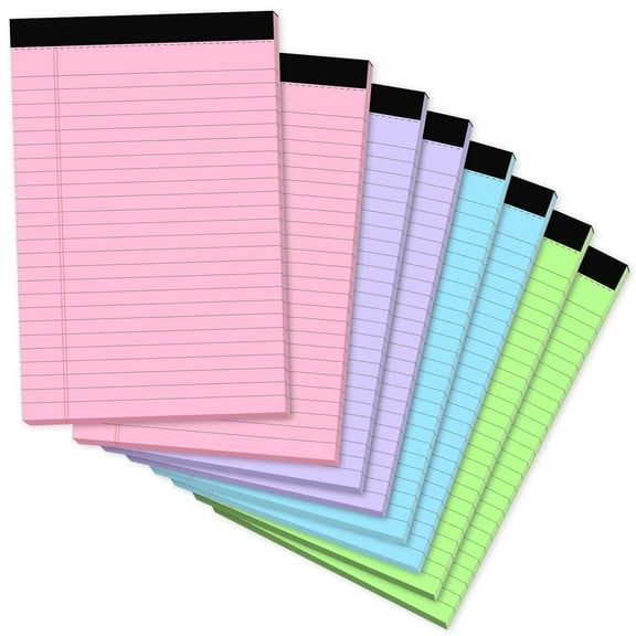 MWAOWM 8 Pack Note Pads 5 x 8in, 30 Sheet/Pads, Small Legal Pads for Study, Office, To-Do Lists