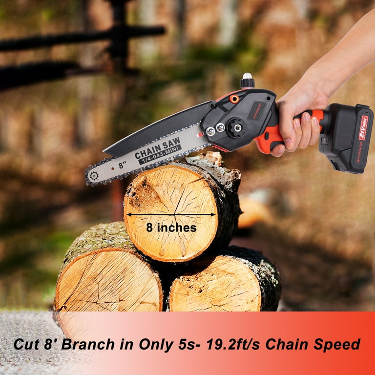 WYRAVIO Mini Chainsaw, 8-Inch Cordless Electric Chainsaw, Handheld