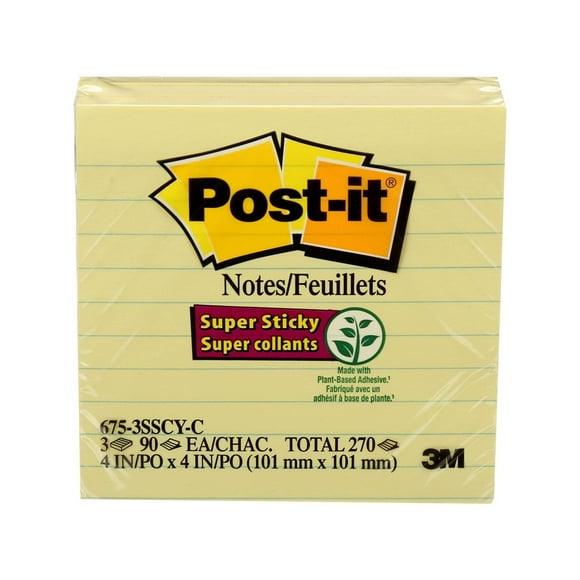 Feuillets super collants Post-it® 675-3SSCY-C, Jaune