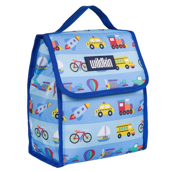 Wildkin Kids Insulated Reusable Lunch Bag (On the Go Blue)