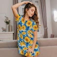 thumbnail image 3 of Uemuo Blue Ocean Wave Sunflower Pattern Women’s Nightdress – Casual Sleep Shirt, Soft Relaxed Fit Short-Sleeved Cotton Sleepwear for Home, Bedtime, and Lounging, 3 of 6