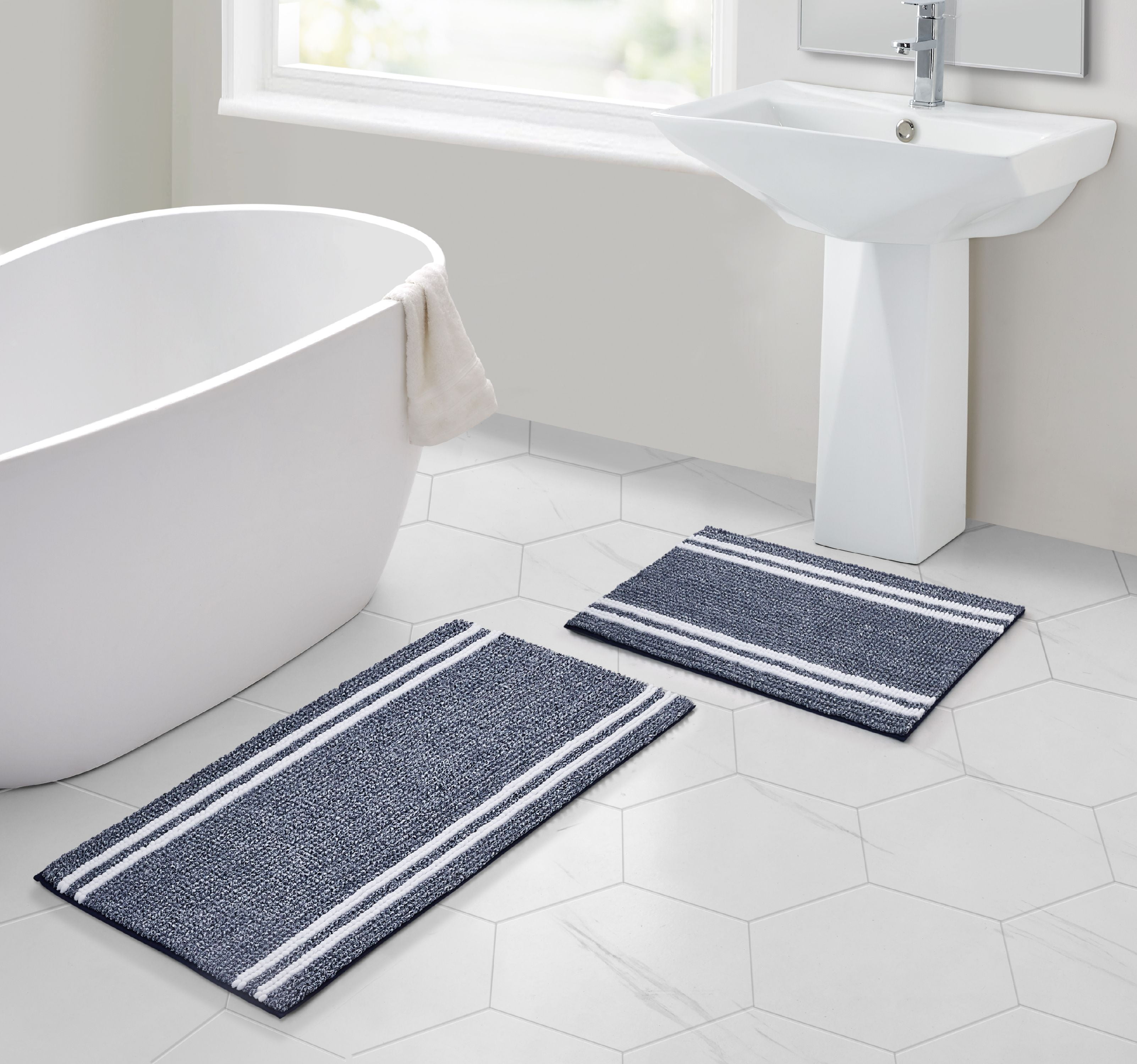 navy bathroom rug set