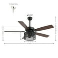 thumbnail image 3 of JONATHAN Y Max 52" 3-Light Farmhouse Industrial Iron/Wood Mobile-App/Remote-Controlled LED Ceiling Fan, Black/Dark Walnut, 3 of 9
