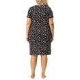 thumbnail image 3 of Unique Bargains Women's Plus Nightgown Pattern Short Sleeve Round Neck Sleepwear, 3 of 6