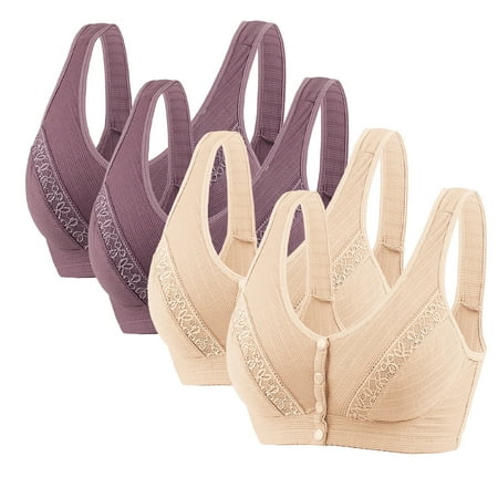 Fancifize Plus Size Nursing Bras for Women Wirefree Sleep Bra Button-Front Maternity Bralette For Breastfeeding Moms Postpartum Recovery