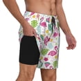 thumbnail image 2 of Yiaed Cute Flamingo Print Mens Swim Trunks Bathing Suit Compression Liner Beach Swim Shorts Swimwear Quick Dry Zipper Pocket No-Chafing Board Short-, 2 of 6