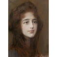 thumbnail image 2 of Teodor Axentowicz 11x14 Black Ornate Wood Framed Double Matted Museum Art Print Titled: Portrait of a Young Woman (1899-1900), 2 of 5