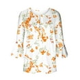 thumbnail image 4 of MesaSe Womens Tops Ladies Top Floral Print V-Neck Short Sleeve Button T-Shirt Beige L, 4 of 5