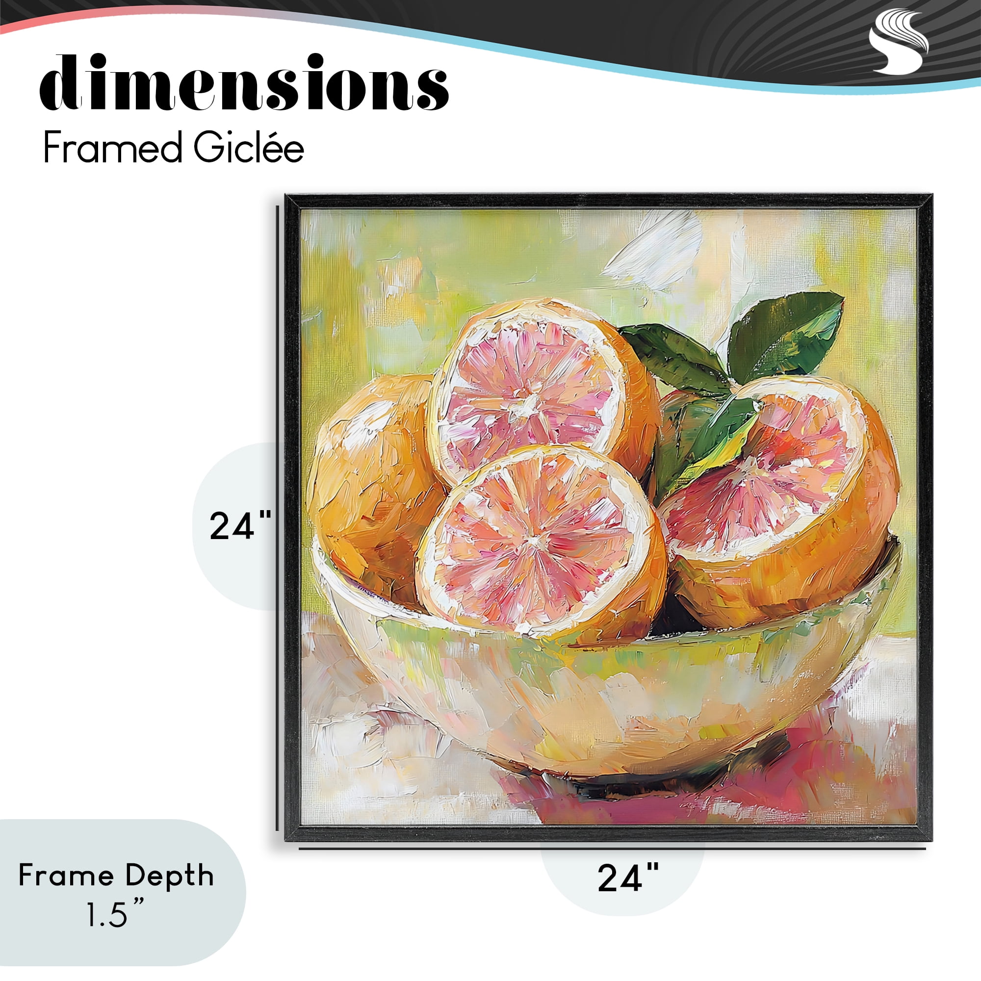 Stupell Industries Bold Grapefruit in Ceramic Bowl Black Framed Giclee Art, design by Riley B