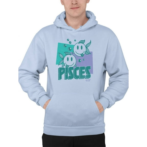 Pisces Zodiac Graphic - Twin Fish Retro Art Design Men's Hoodie