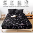 thumbnail image 5 of King Size Fitted Sheet Set - Purple Floral Halloween 3 Piece Bedding Sets 16" Deep Pocket Fitted Sheet with 2 Pillowcases, Horror Dark Silhouetted Cats Brushed Microfiber Hotel Luxury Bed Sheets, 5 of 9